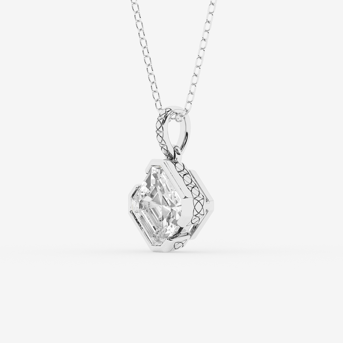 Additional Image 1 for  2 ctw Asscher Lab Grown Diamond Bezel Set Solitaire Pendant