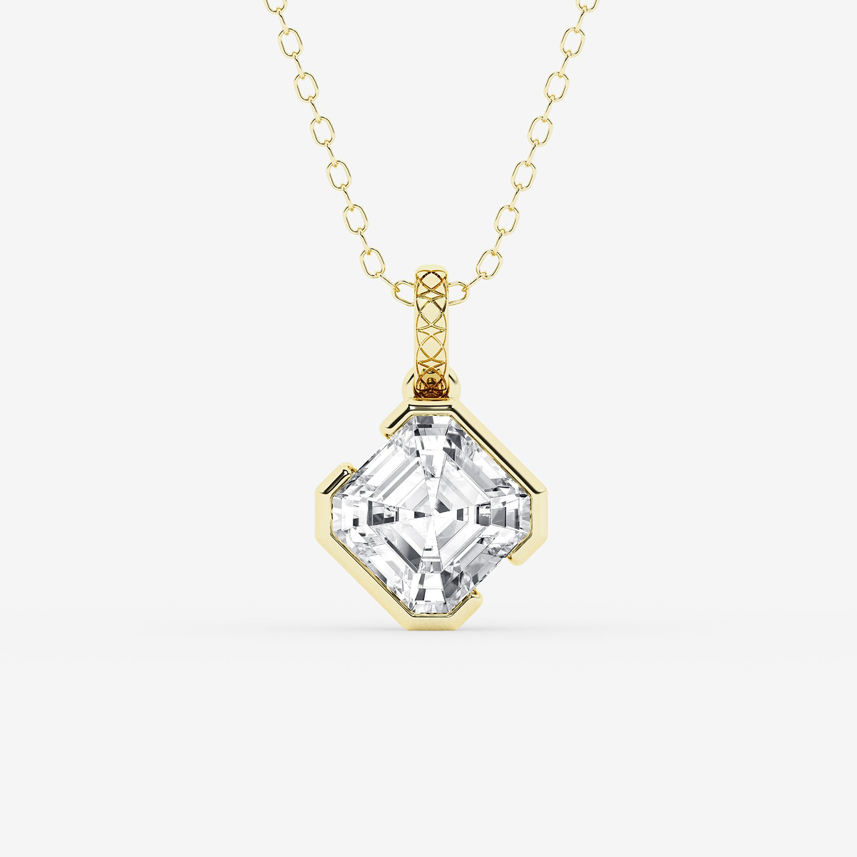 2 ctw Asscher Lab Grown Diamond Bezel Set Solitaire Pendant