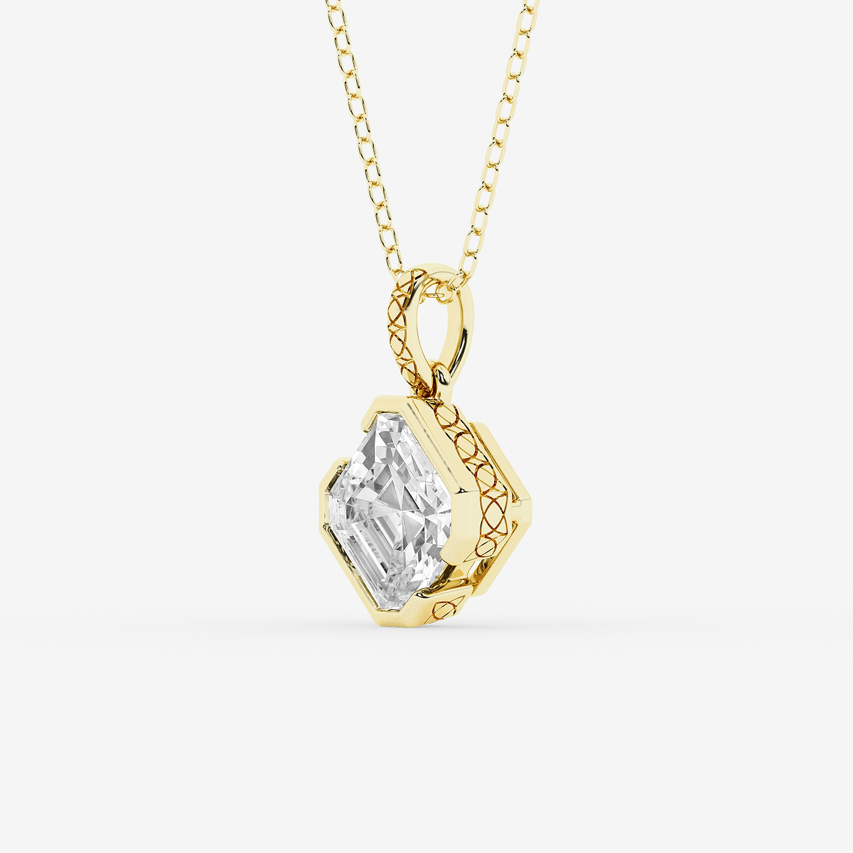 Additional Image 1 for  2 ctw Asscher Lab Grown Diamond Bezel Set Solitaire Pendant