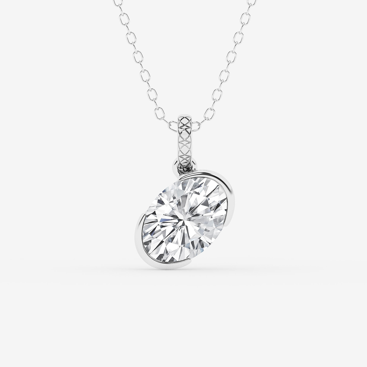 2 ctw Oval Lab Grown Diamond Bezel Set Solitaire Pendant