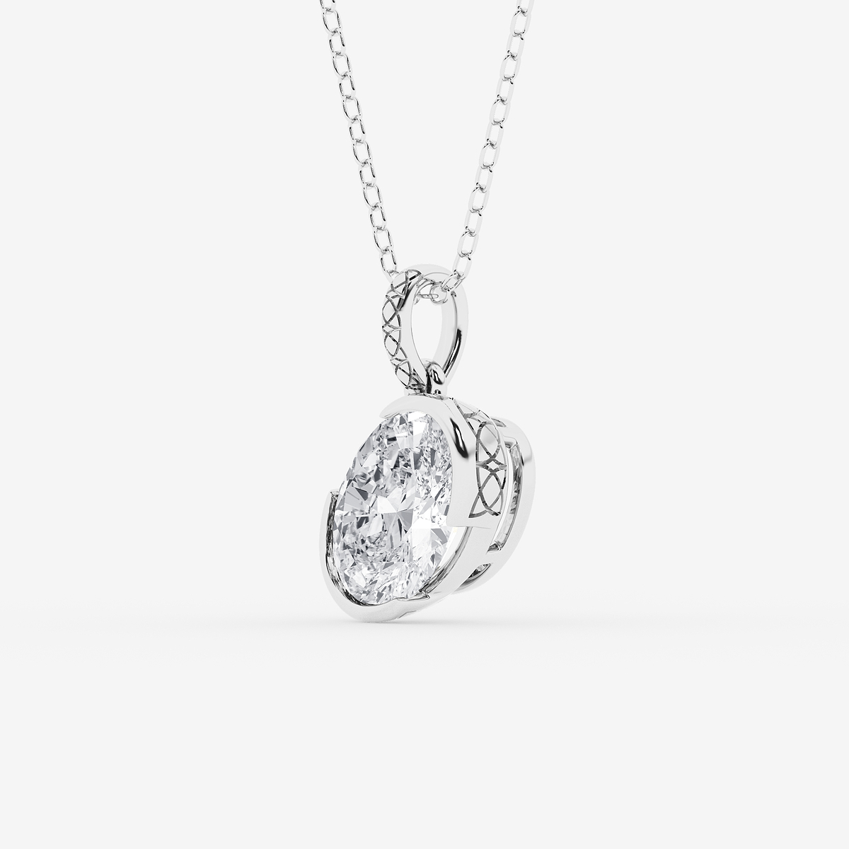 Additional Image 1 for  2 ctw Oval Lab Grown Diamond Bezel Set Solitaire Pendant