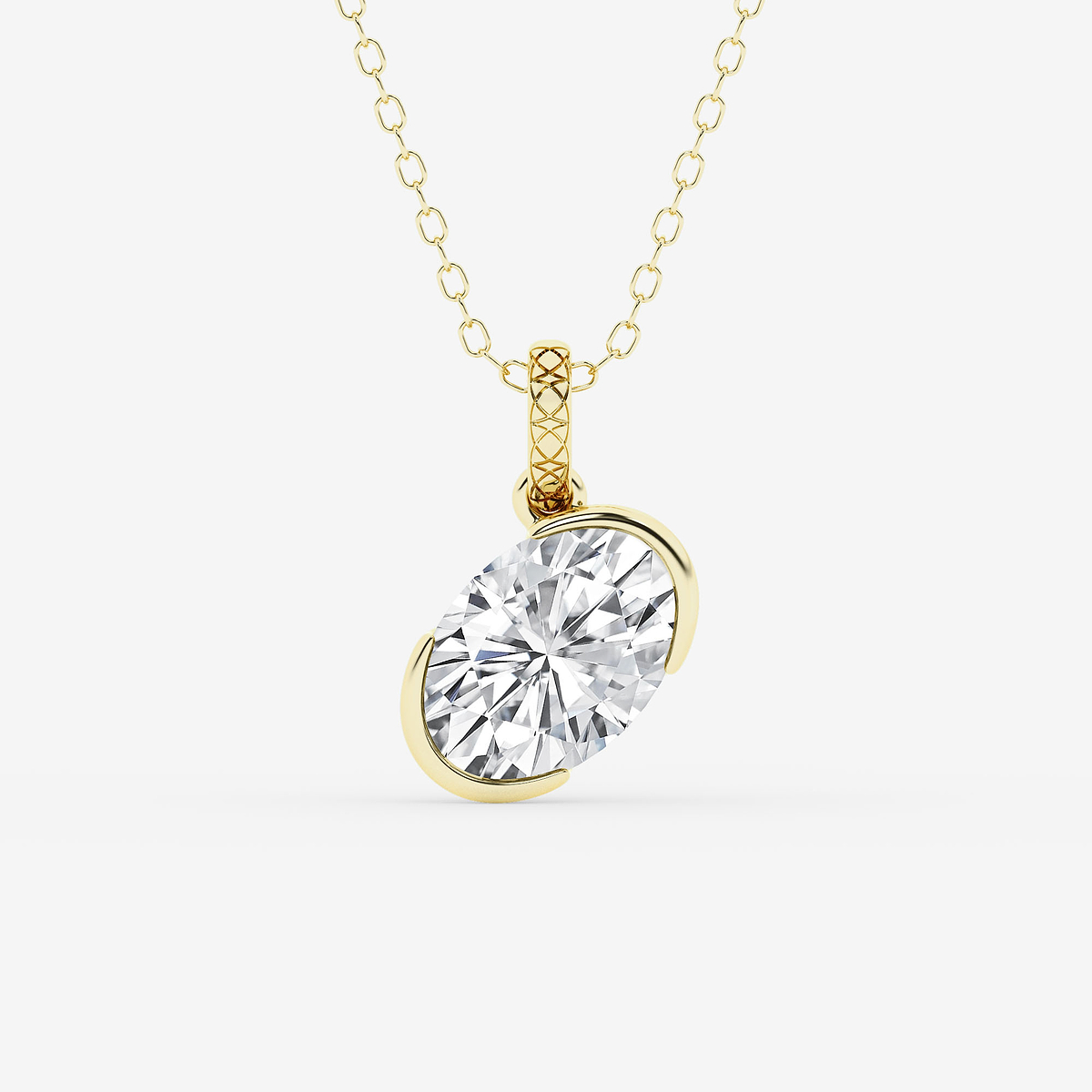 2 ctw Oval Lab Grown Diamond Bezel Set Solitaire Pendant