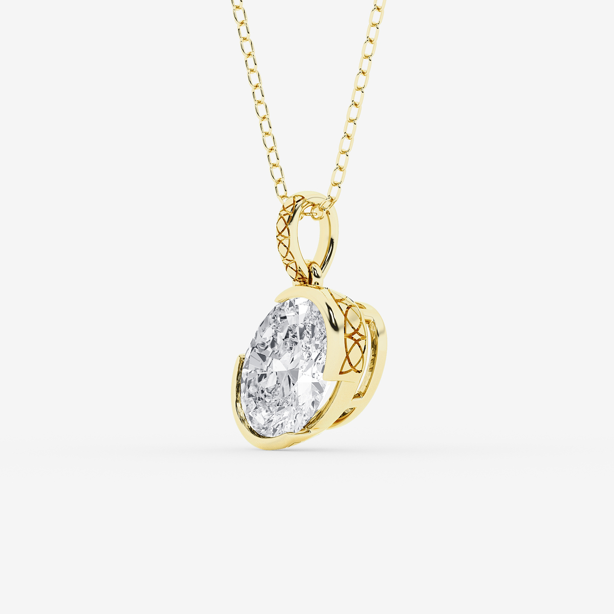 Additional Image 1 for  2 ctw Oval Lab Grown Diamond Bezel Set Solitaire Pendant