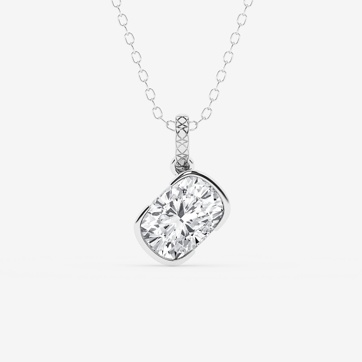 2 ctw Elongated Cushion Lab Grown Diamond Bezel Set Solitaire Pendant