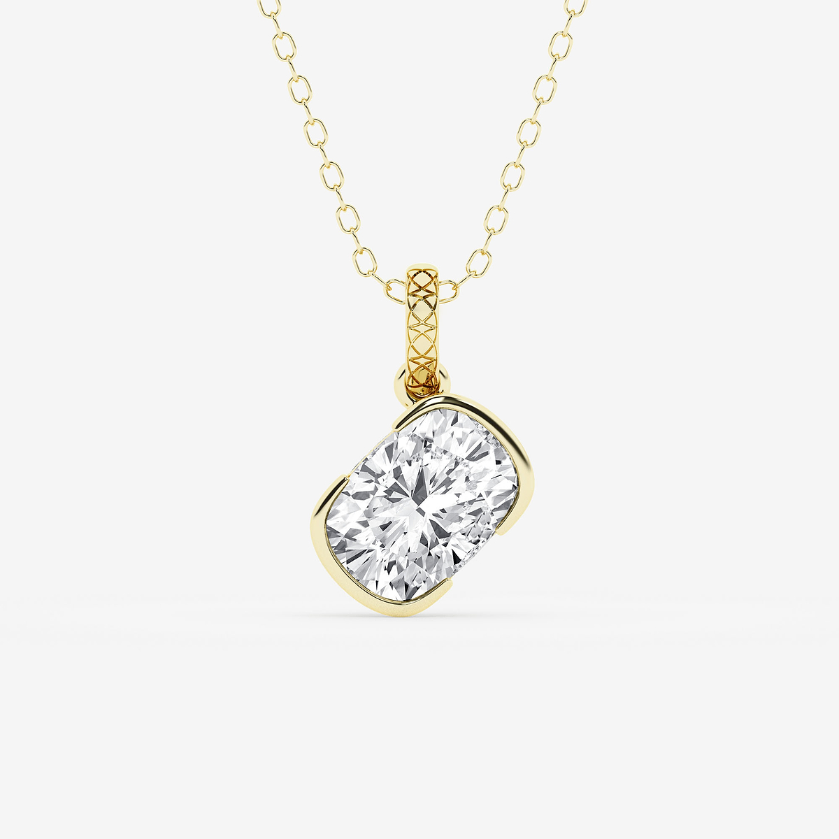 2 ctw Elongated Cushion Lab Grown Diamond Bezel Set Solitaire Pendant