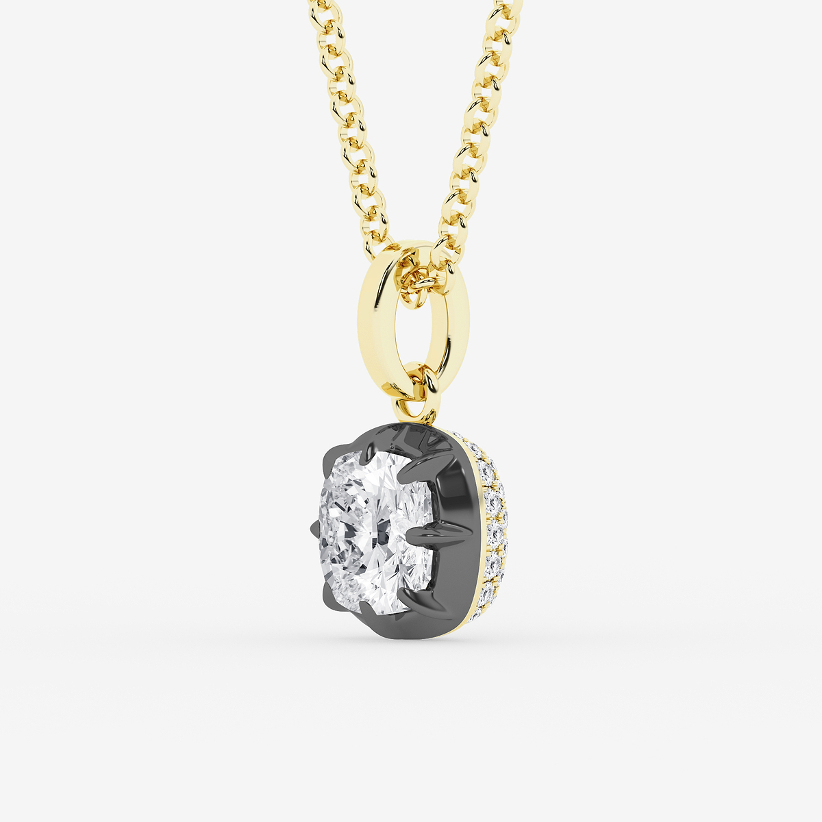 Additional Image 1 for  1 7/8 ctw Cushion Lab Grown Diamond Georgian Prong Setting Statement Pendant With Black Rhodium