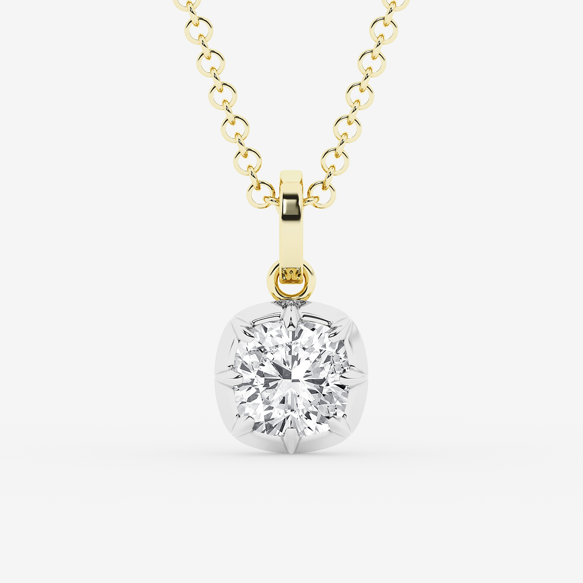 1 7/8 ctw Cushion Lab Grown Diamond Georgian Prong Setting Statement Pendant