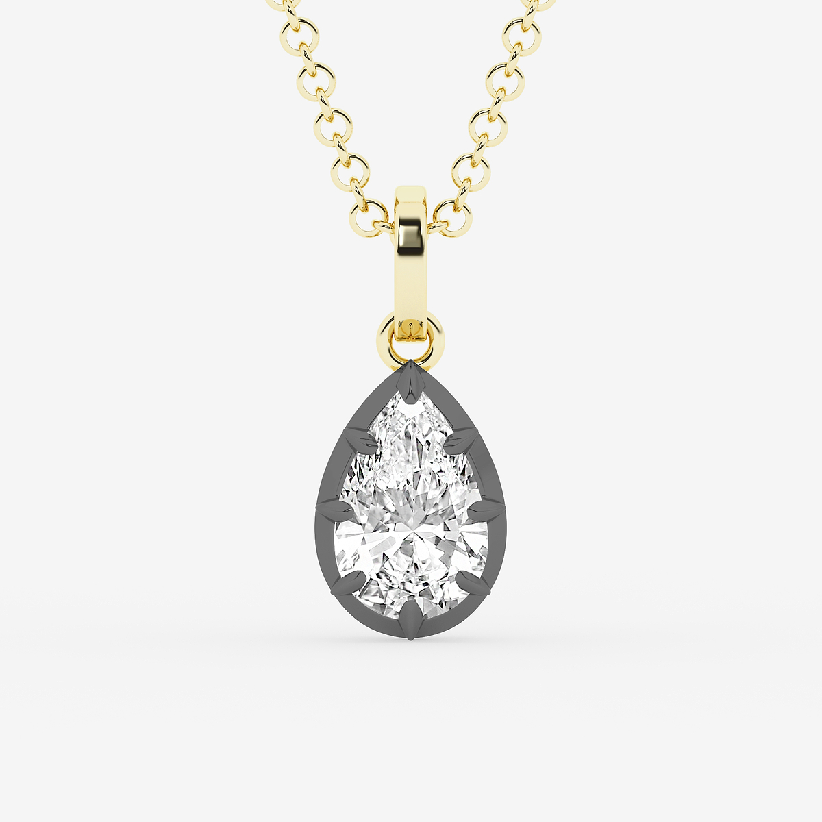 1 7/8 ctw Pear Lab Grown Diamond Georgian Prong Setting Statement Pendant With Black Rhodium