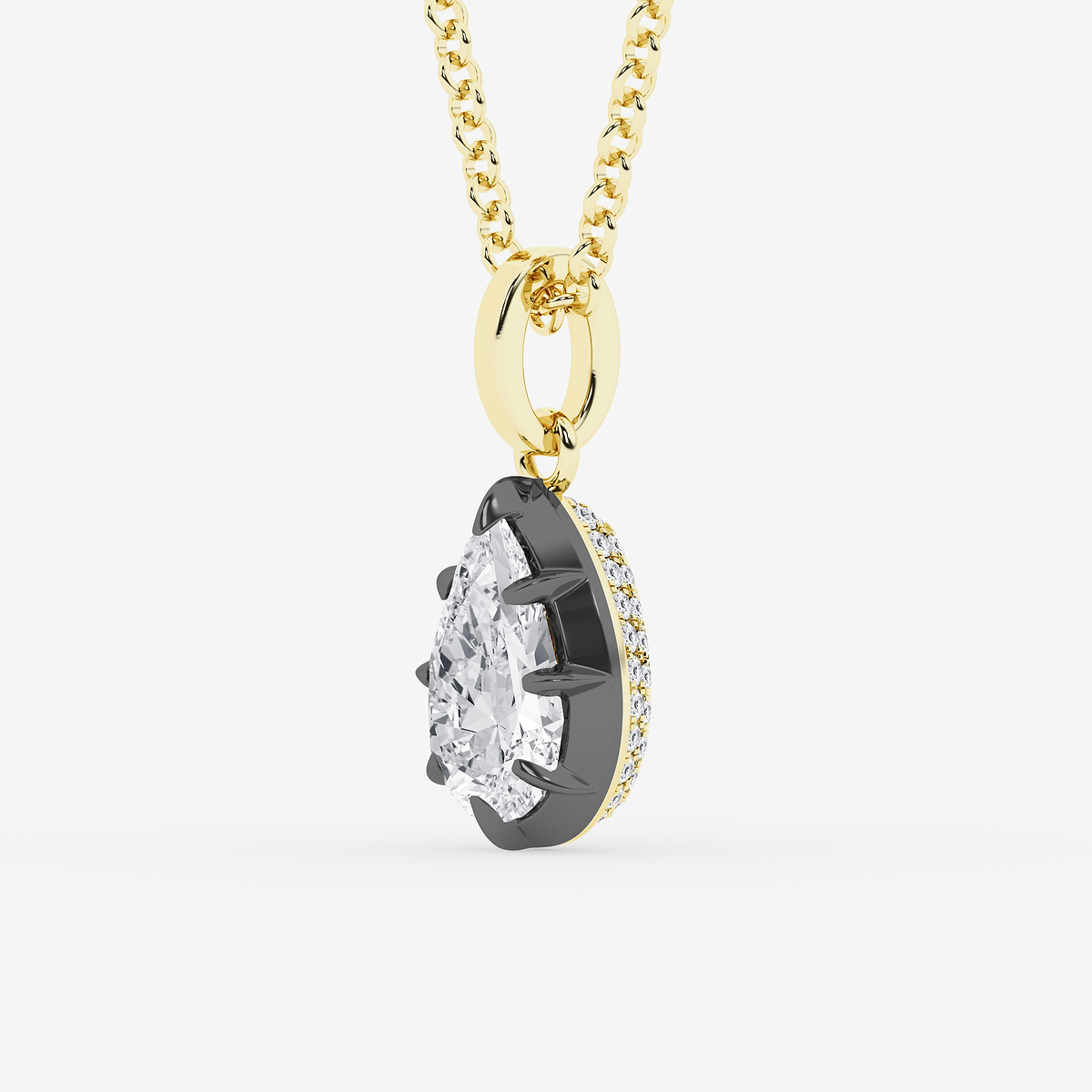 Additional Image 1 for  1 7/8 ctw Pear Lab Grown Diamond Georgian Prong Setting Statement Pendant With Black Rhodium
