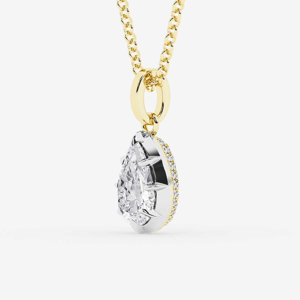 Additional Image 1 for  1 7/8 ctw Pear Lab Grown Diamond Georgian Prong Setting Statement Pendant