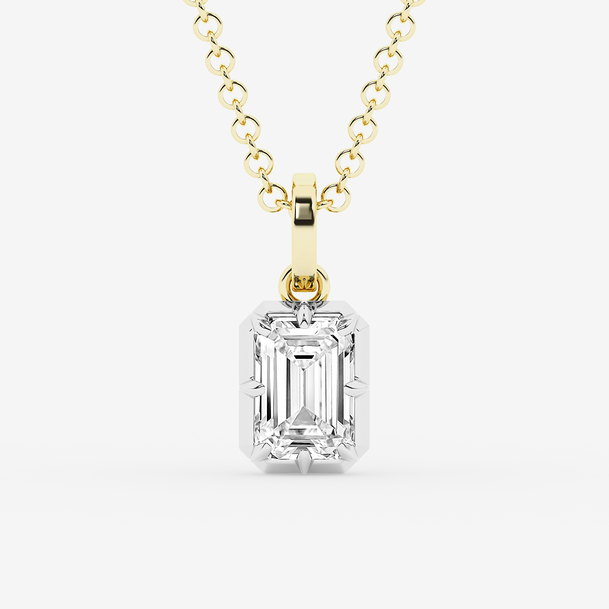 1 7/8 ctw Emerald Lab Grown Diamond Georgian Prong Setting Statement Pendant