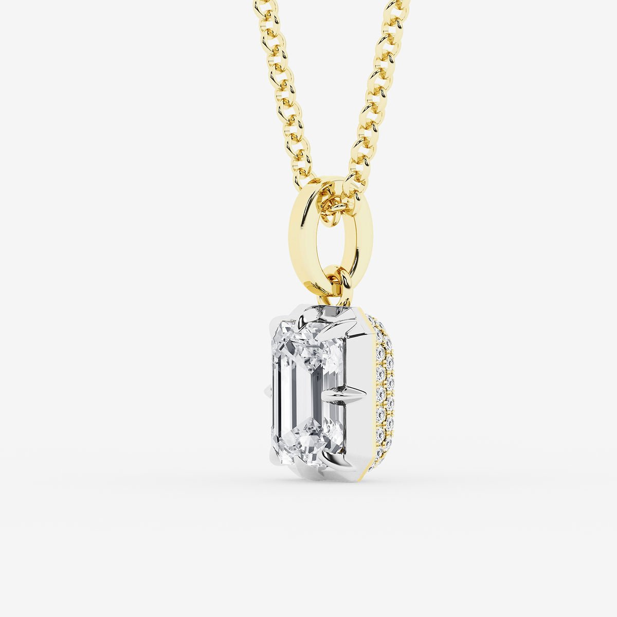 Additional Image 1 for  1 7/8 ctw Emerald Lab Grown Diamond Georgian Prong Setting Statement Pendant