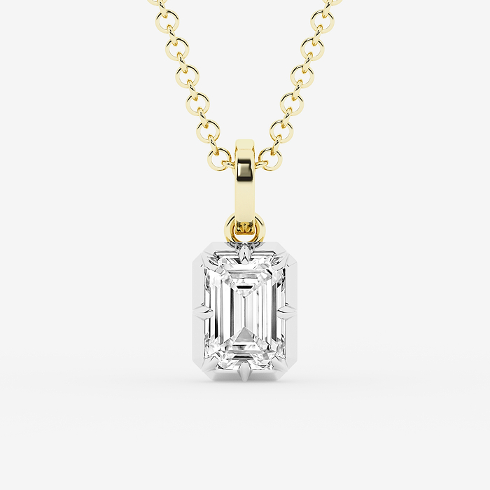 Maria - 1 7/8 ctw Emerald Lab Grown Diamond Georgian Prong Setting Statement Pendant