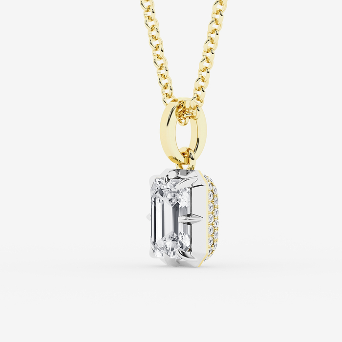 Maria - 1 7/8 ctw Emerald Lab Grown Diamond Georgian Prong Setting Statement Pendant