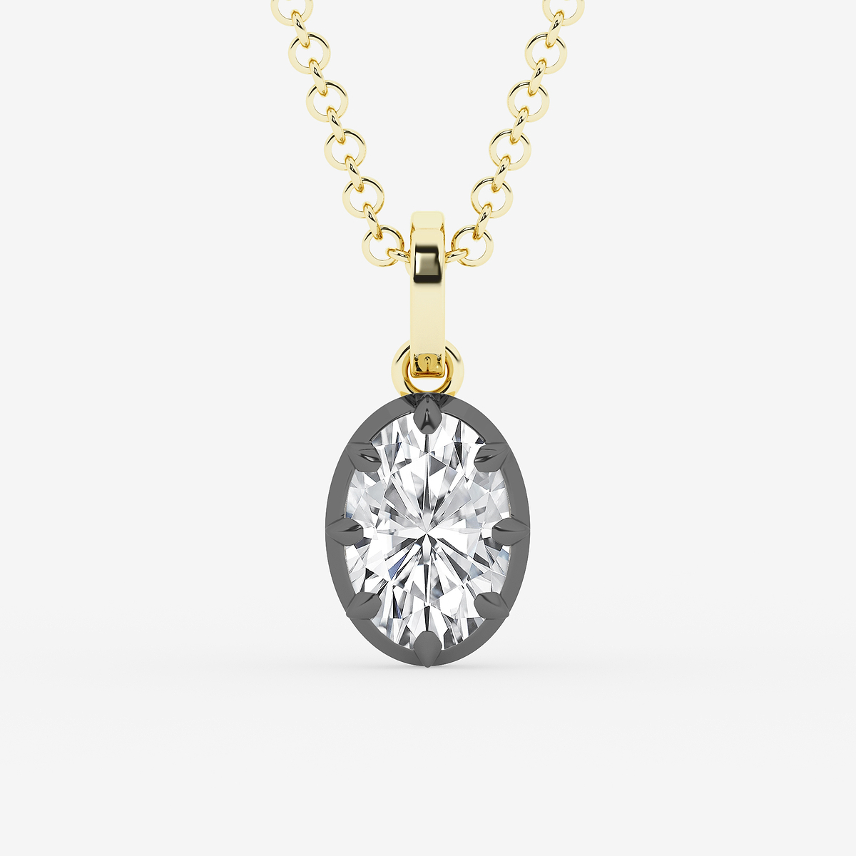 1 7/8 ctw Oval Lab Grown Diamond Georgian Prong Setting Statement Pendant With Black Rhodium