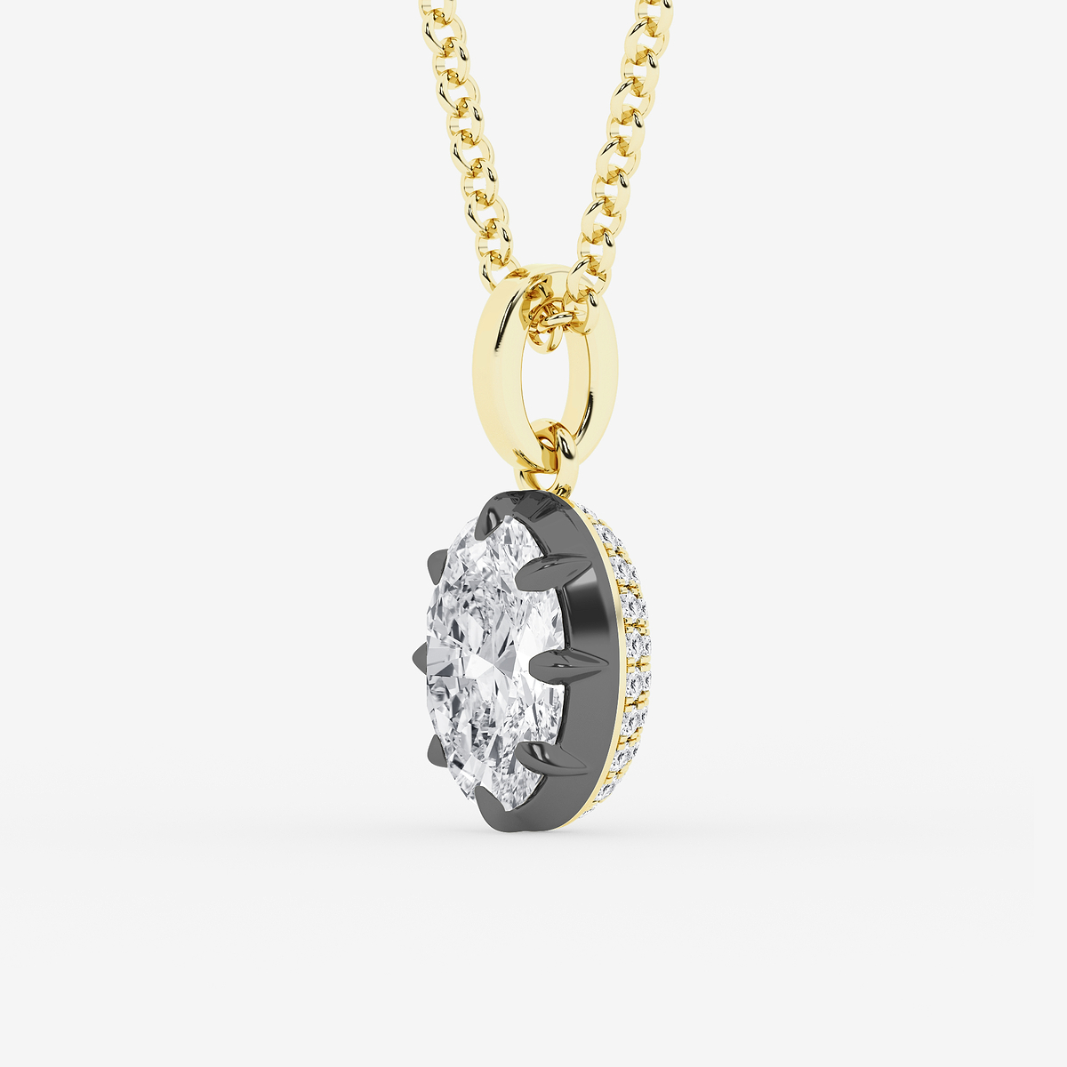 Additional Image 1 for  1 7/8 ctw Oval Lab Grown Diamond Georgian Prong Setting Statement Pendant With Black Rhodium