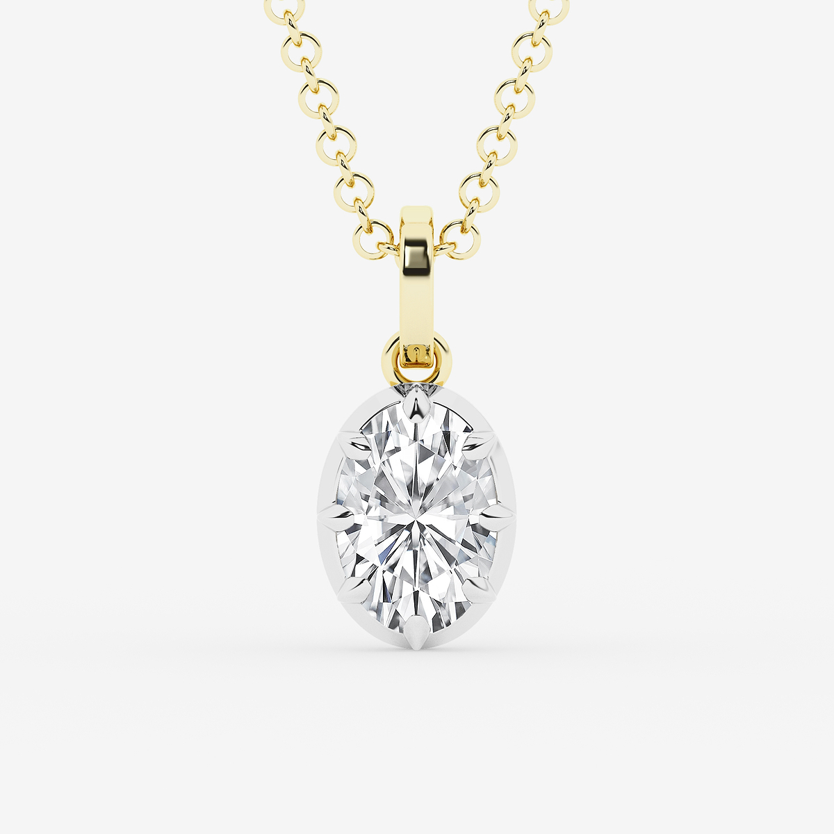 1 7/8 ctw Oval Lab Grown Diamond Georgian Prong Setting Statement Pendant