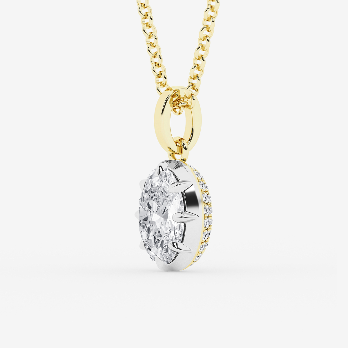 Additional Image 1 for  1 7/8 ctw Oval Lab Grown Diamond Georgian Prong Setting Statement Pendant