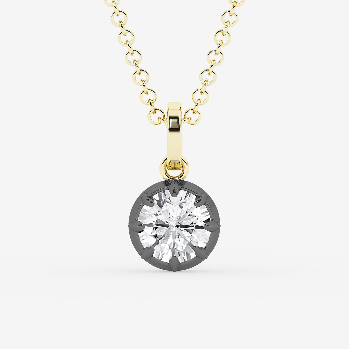 1 7/8 ctw Round Lab Grown Diamond Georgian Prong Setting Statement Pendant With Black Rhodium