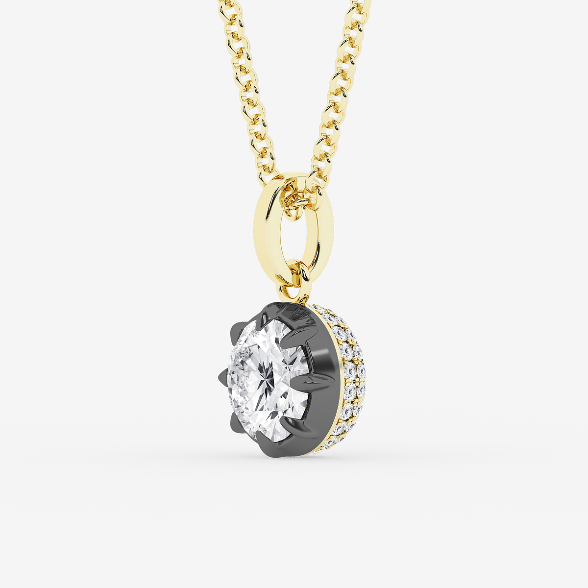 Additional Image 1 for  1 7/8 ctw Round Lab Grown Diamond Georgian Prong Setting Statement Pendant With Black Rhodium