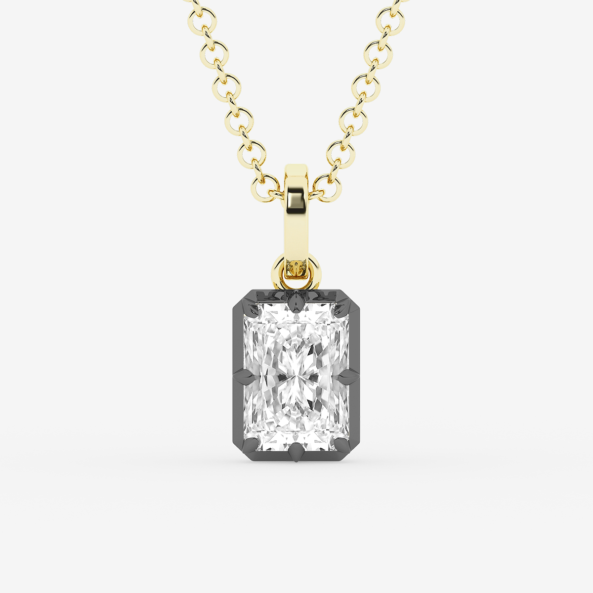 1 7/8 ctw Radiant Lab Grown Diamond Georgian Prong Setting Statement Pendant With Black Rhodium