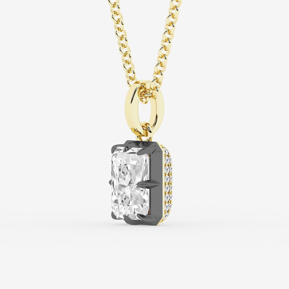 Additional Image 1 for  1 7/8 ctw Radiant Lab Grown Diamond Georgian Prong Setting Statement Pendant With Black Rhodium