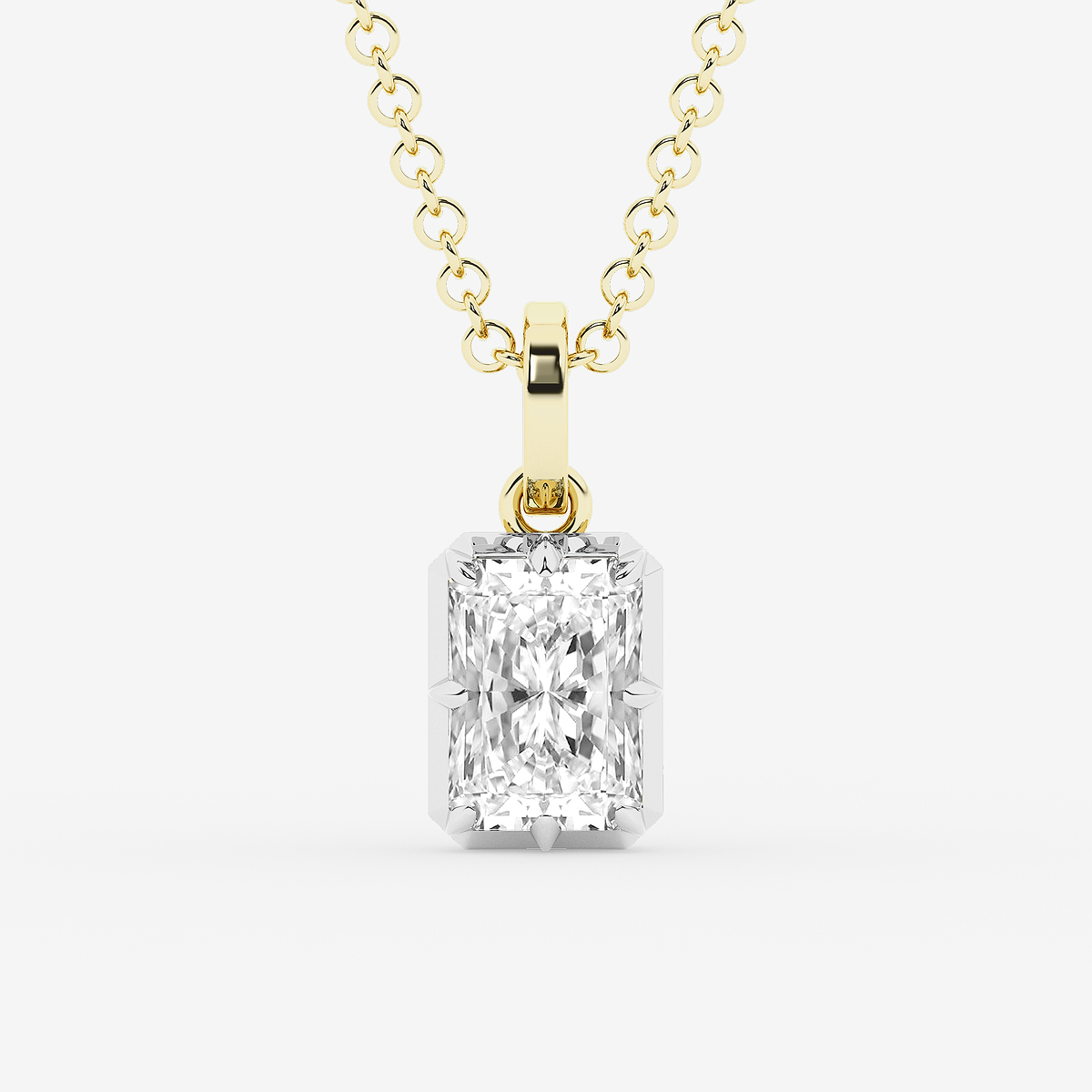 1 7/8 ctw Radiant Lab Grown Diamond Georgian Prong Setting Statement Pendant
