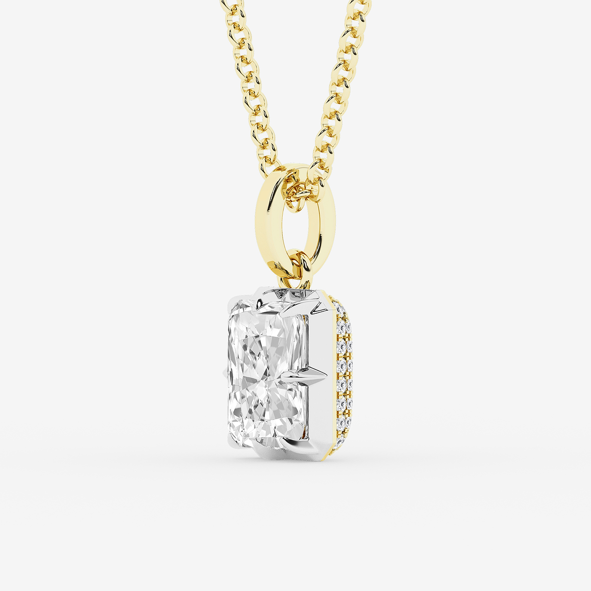 Additional Image 1 for  1 7/8 ctw Radiant Lab Grown Diamond Georgian Prong Setting Statement Pendant