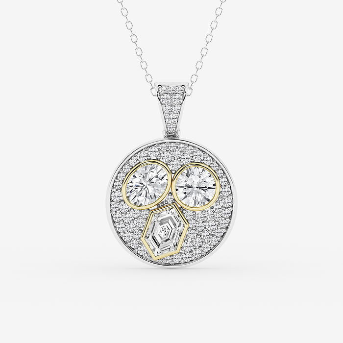 2 7/8 ctw Multi-Shape Lab Grown Diamond Three Stone Signet Statement Pendant