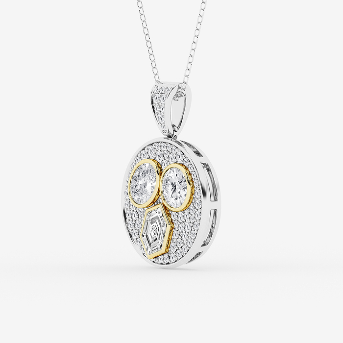 Multi-Shape Three Stone Signet Statement Pendant