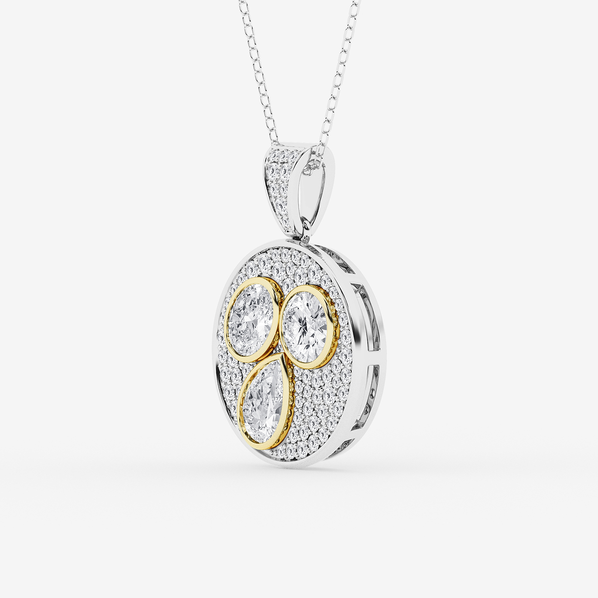 Additional Image 1 for  2 7/8 ctw Multi-Shape Lab Grown Diamond Three Stone Signet Statement Pendant