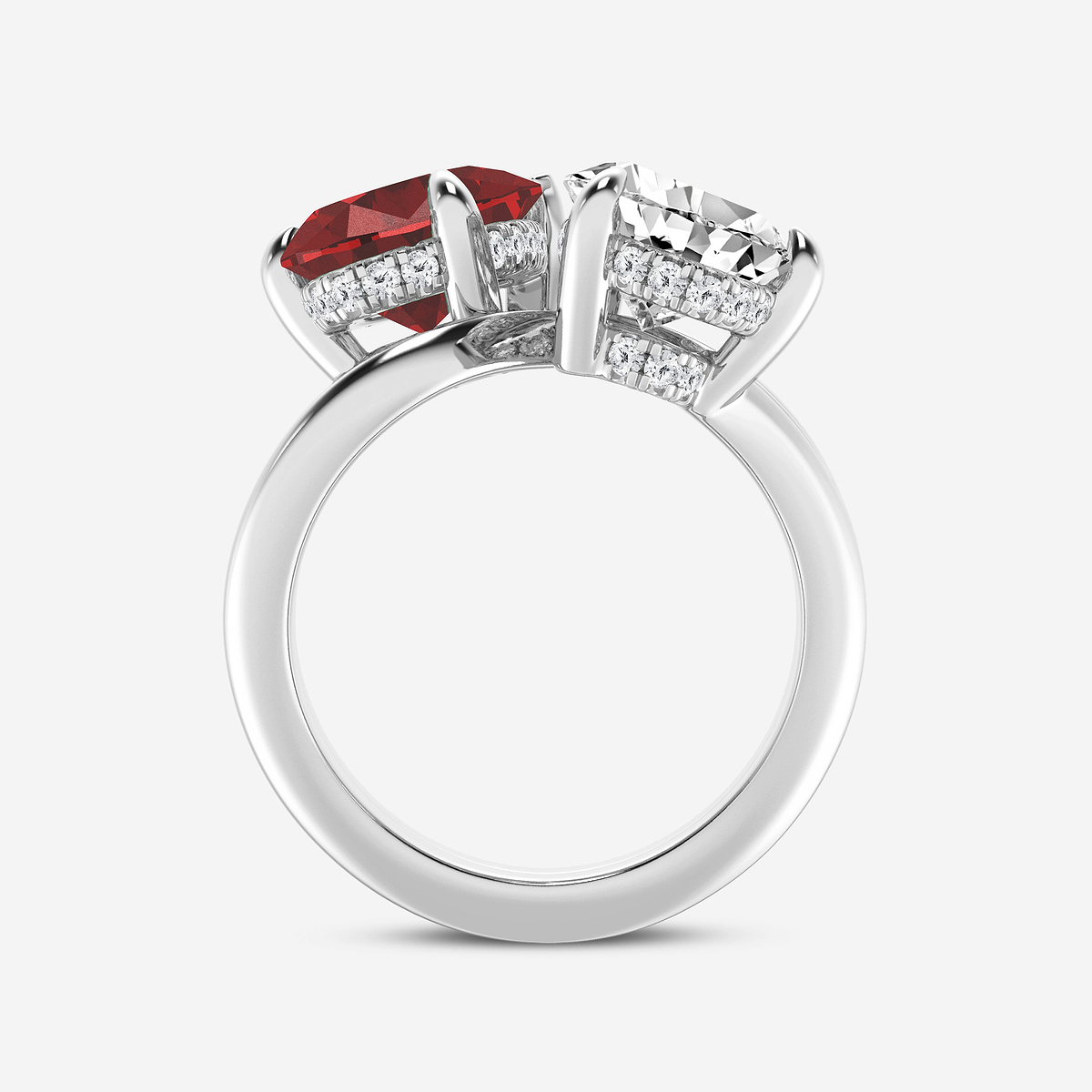 Additional Image 1 for  5 3/4 ctw Pear Cut Ruby and Pear & Round Lab Grown Diamond Ring