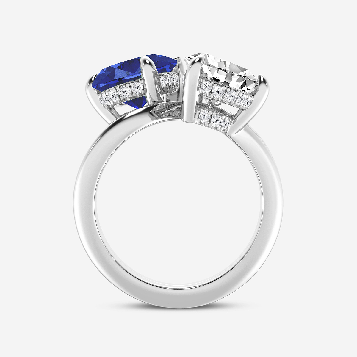 Additional Image 1 for  5 3/4 ctw Pear Cut Sapphire and Pear & Round Lab Grown Diamond Ring