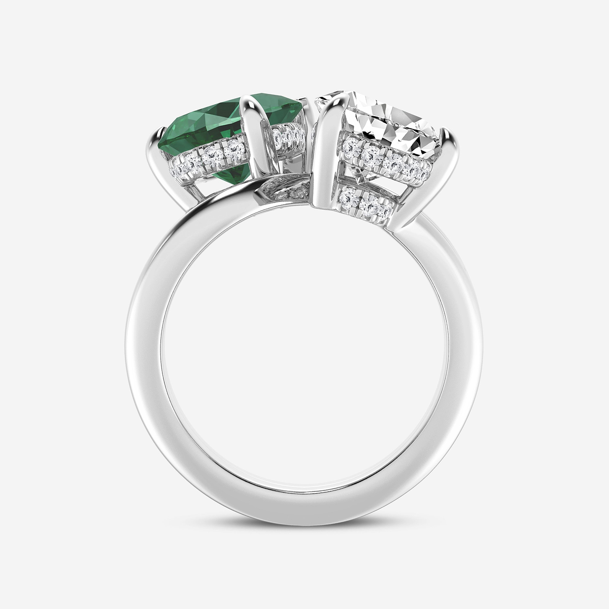 Additional Image 1 for  5 3/4 ctw Pear Cut Emerald and Pear & Round Lab Grown Diamond Ring