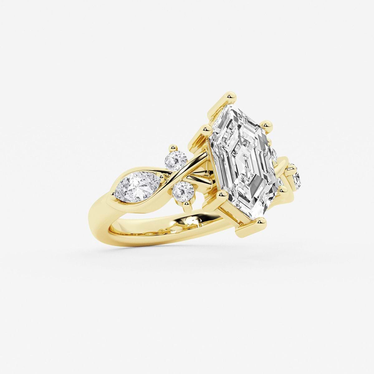 2 2/5 ctw Dutch Marquise Lab Grown Diamond Side Stone Engagement Ring 14K Yellow Gold, D, VVS