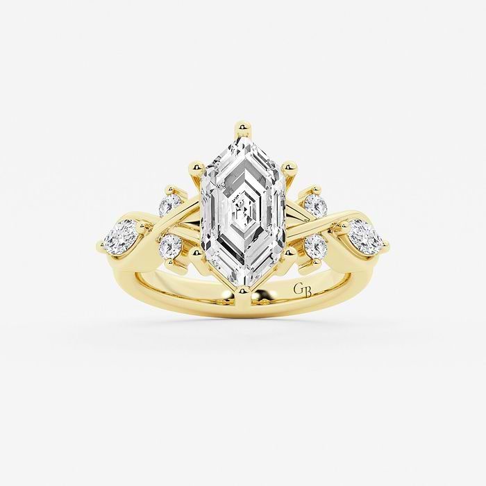 3 ctw Dutch Marquise Lab Grown Diamond Side Stone Engagement Ring Platinum, E, VS1