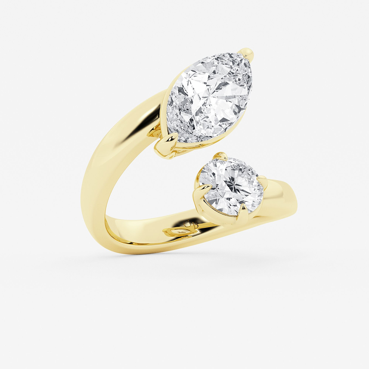 Additional Image 1 for  4 ctw Marquise and Round Lab Grown Diamond Bypass Two Stone Ring