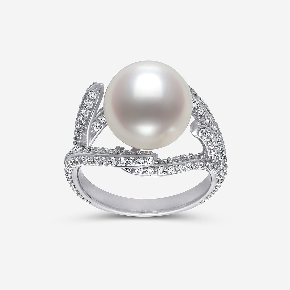 11 mm Freshwater Pearl and 1 1/4 ctw Lab Grown Diamond Ring