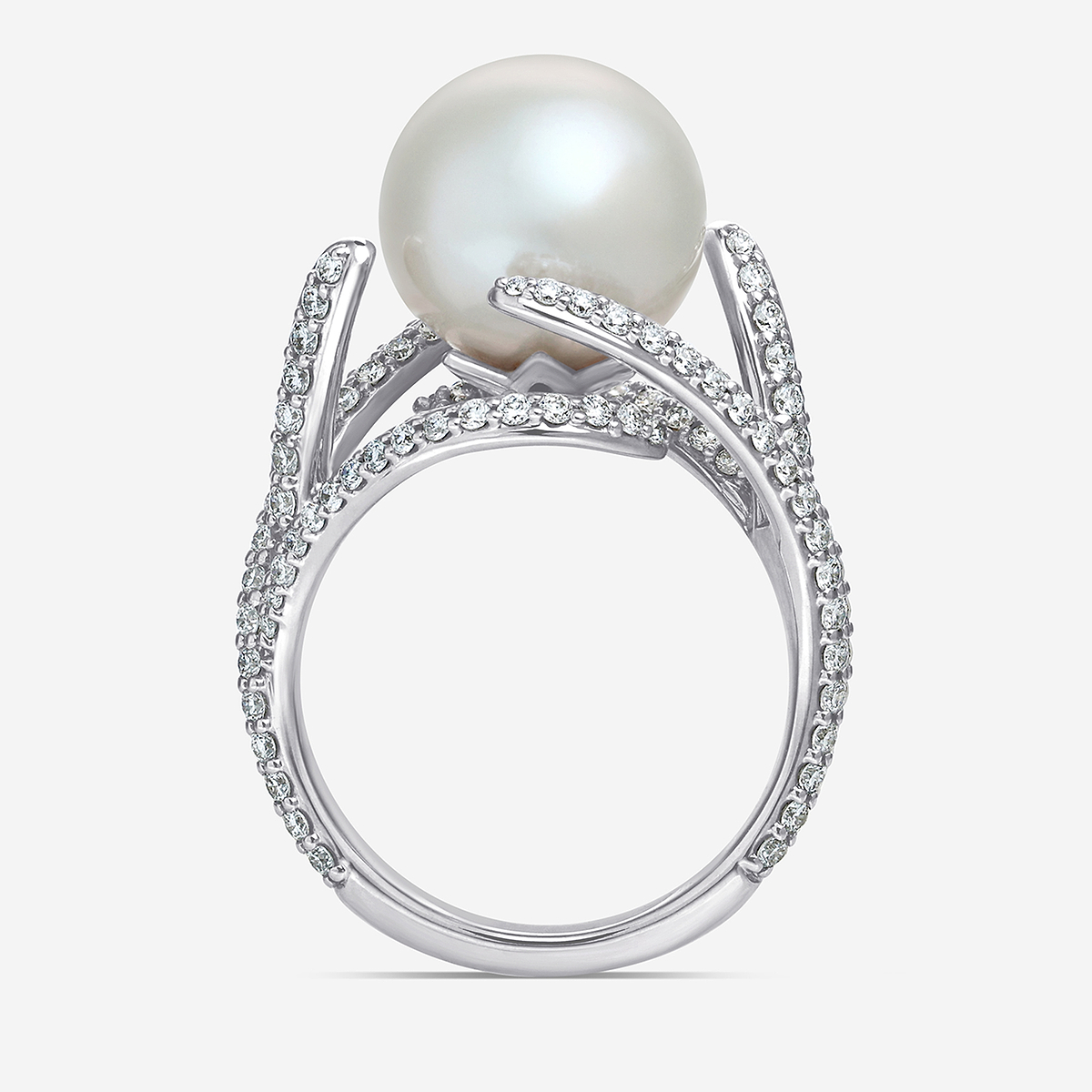 Additional Image 1 for  11 mm Freshwater Pearl and 1 1/4 ctw Lab Grown Diamond Ring