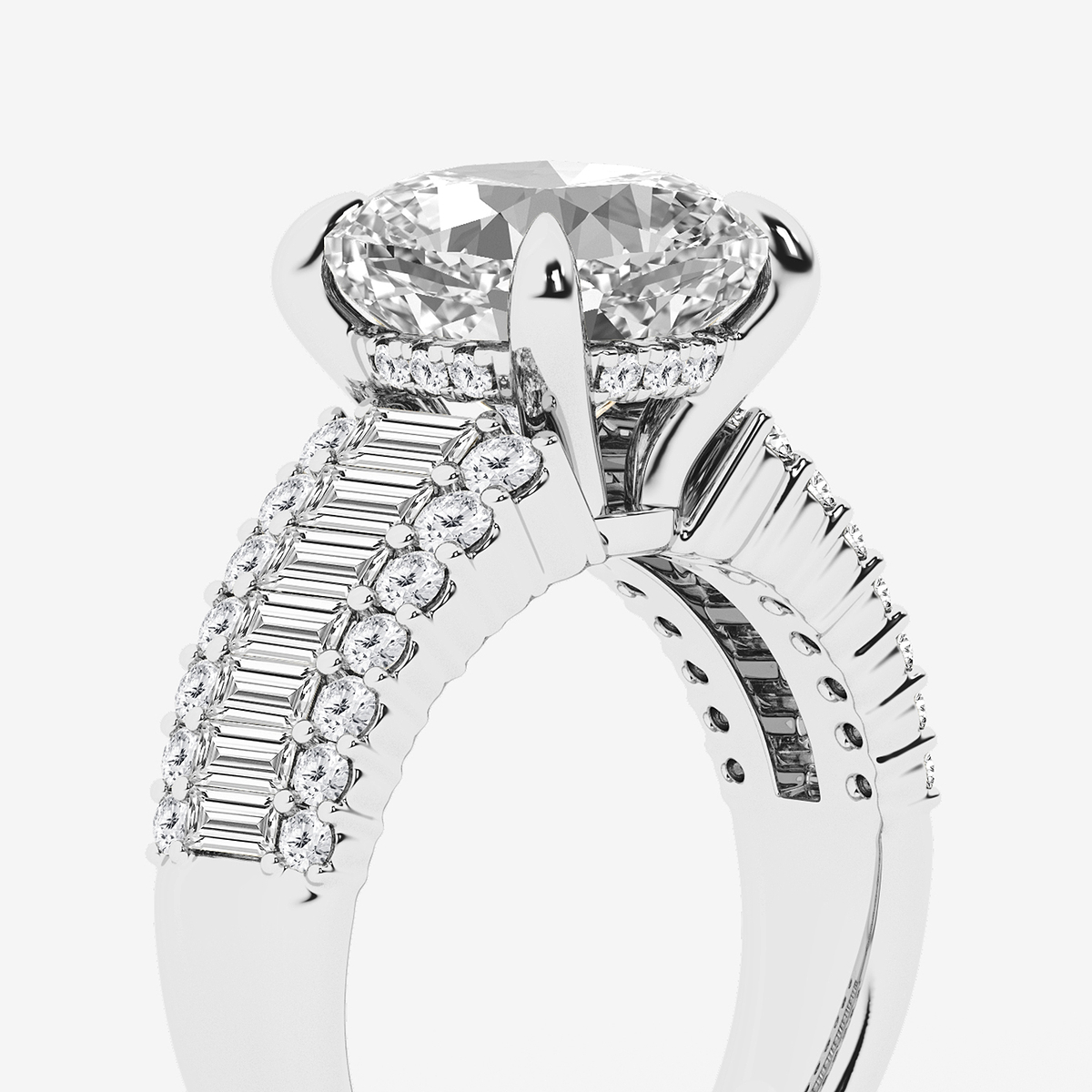 Additional Image 2 for  4 1/3 ctw Cushion Lab Grown Diamond  Hidden Halo Engagement Ring