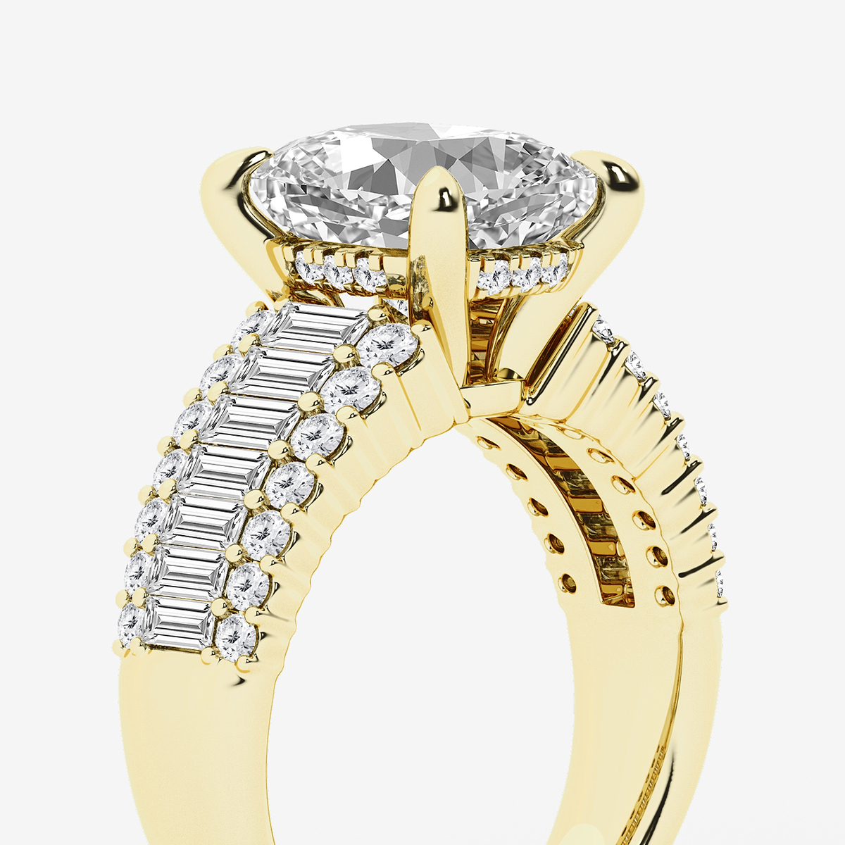 Additional Image 2 for  4 1/3 ctw Elongated Cushion Lab Grown Diamond  Hidden Halo Engagement Ring