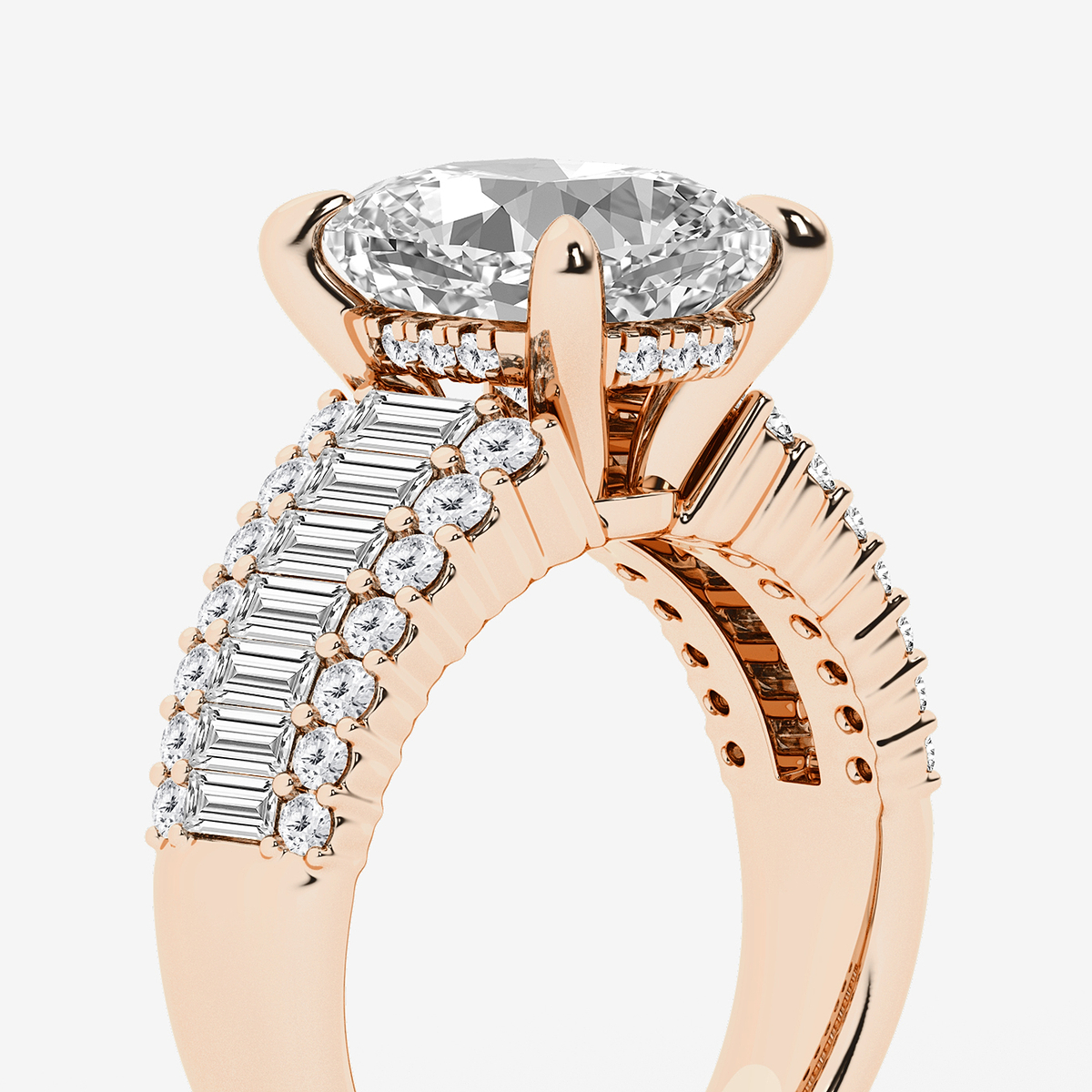 Additional Image 2 for  6 1/3 ctw Elongated Cushion Lab Grown Diamond  Hidden Halo Engagement Ring