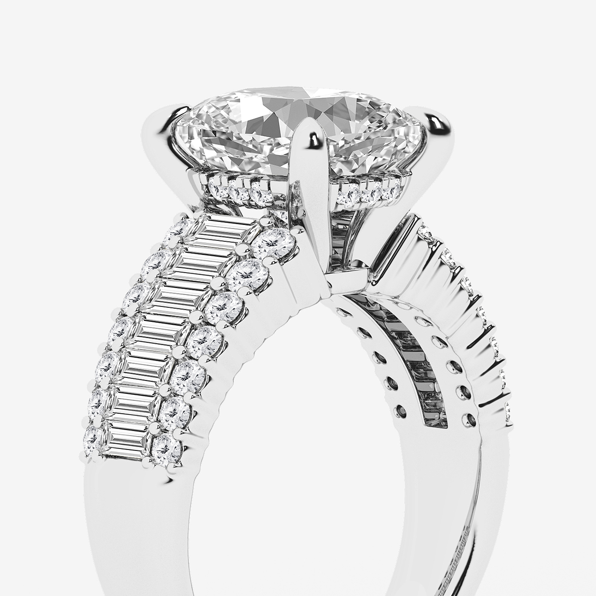 Additional Image 2 for  6 1/3 ctw Elongated Cushion Lab Grown Diamond  Hidden Halo Engagement Ring