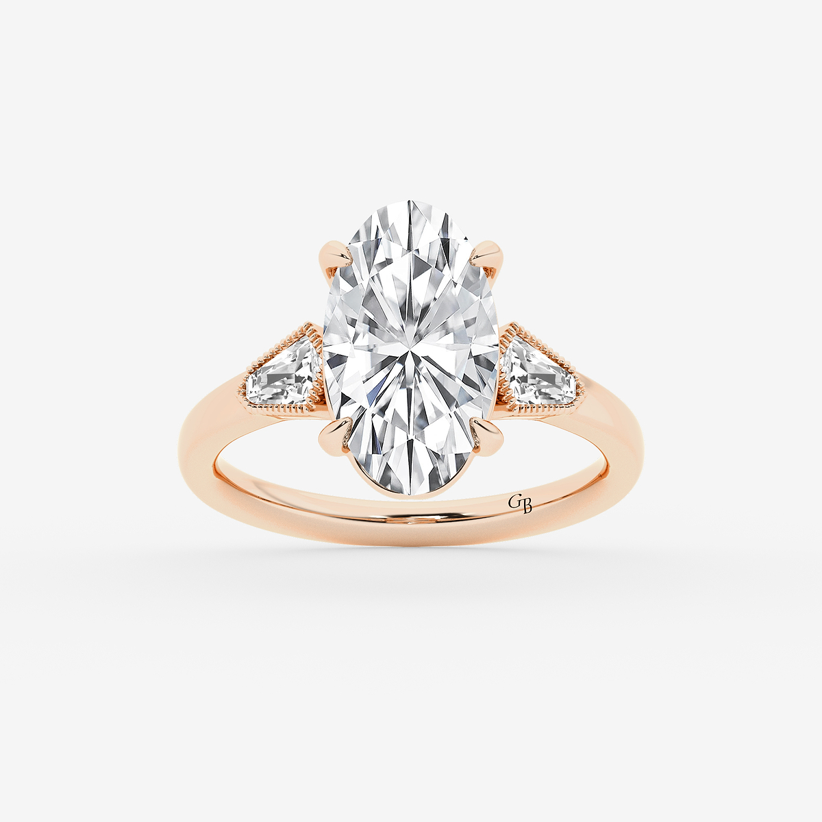 3 1/2 ctw Moval Lab Grown Diamond Vintage Three Stone Engagement Ring