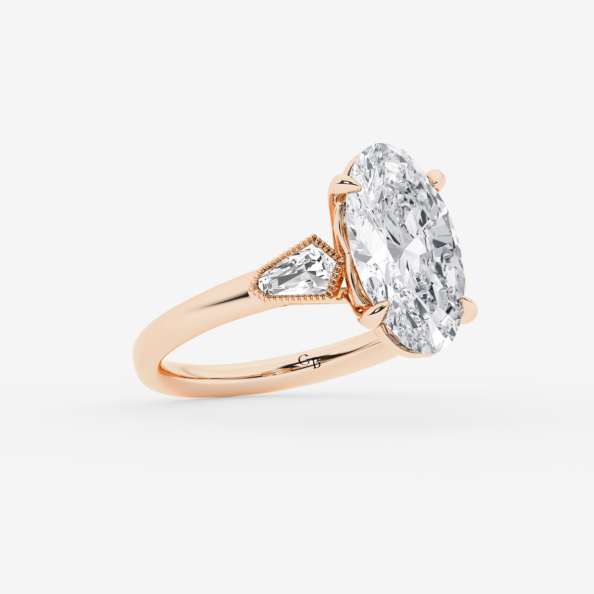 Additional Image 1 for  3 1/2 ctw Moval Lab Grown Diamond Vintage Three Stone Engagement Ring