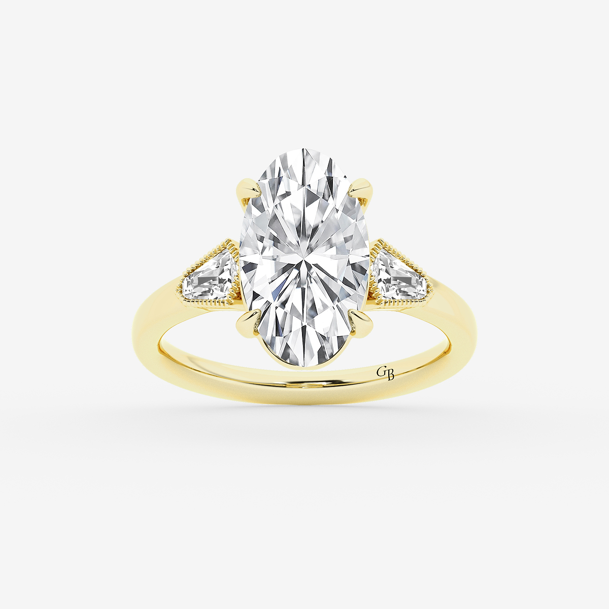 4 1/2 ctw Moval Lab Grown Diamond Vintage Three Stone Engagement Ring