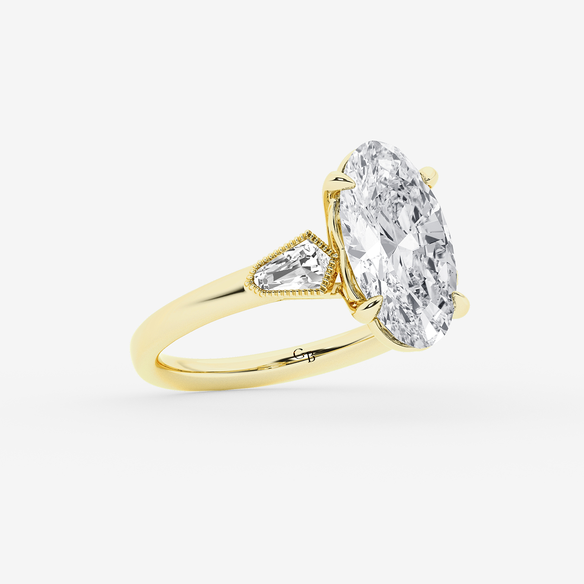 Additional Image 1 for  4 1/2 ctw Moval Lab Grown Diamond Vintage Three Stone Engagement Ring