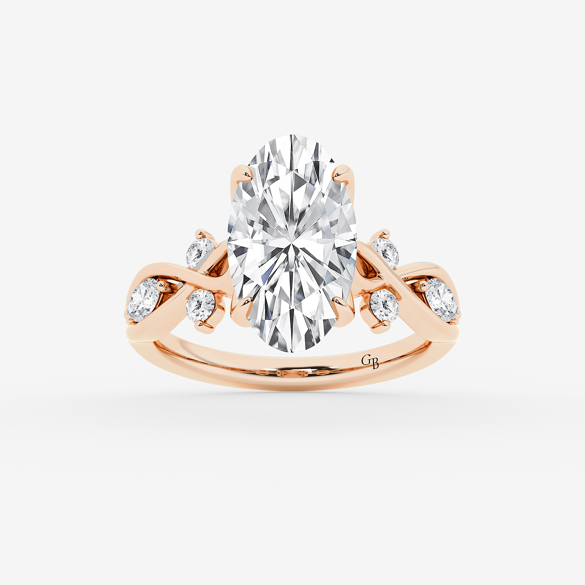3 1/2 ctw Moval Lab Grown Diamond Vintage Side Stone Engagement Ring