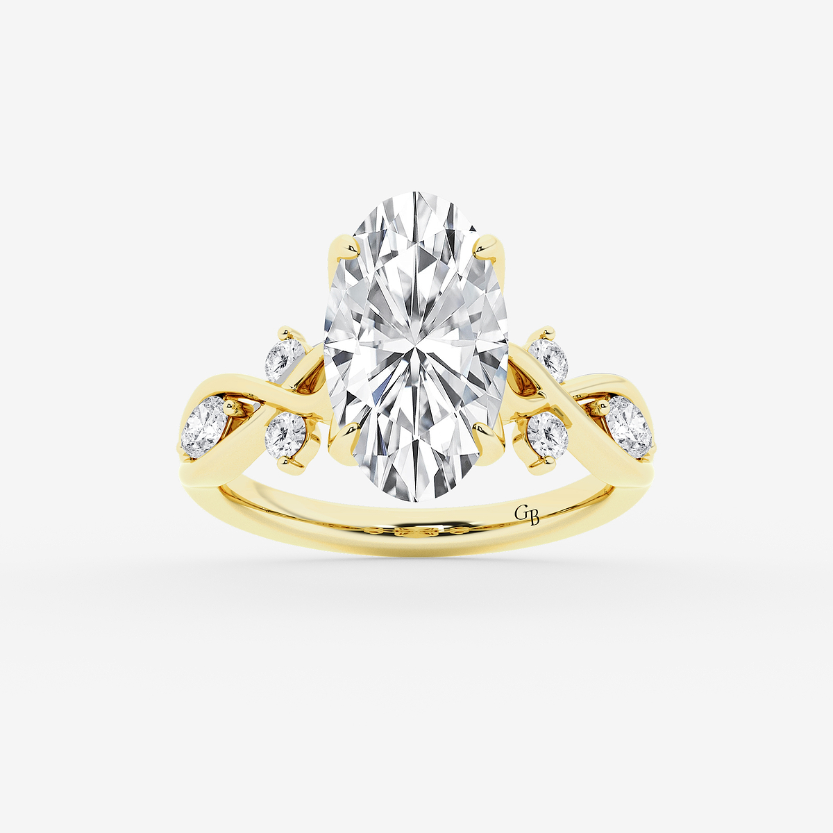 4 1/2 ctw Moval Lab Grown Diamond Vintage Side Stone Engagement Ring