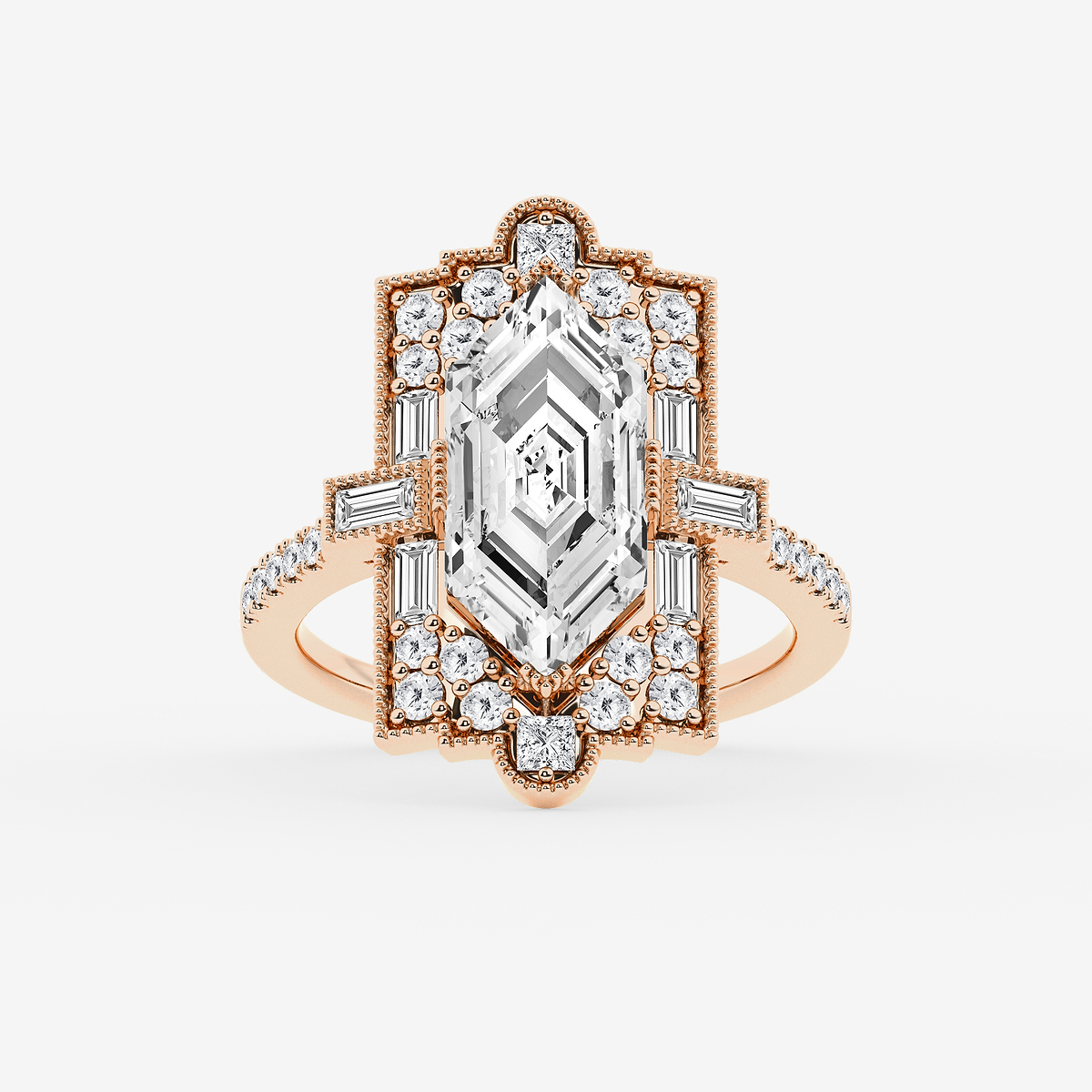 2 3/4 ctw Dutch Marquise Lab Grown Diamond Vintage Side Stone Engagement Ring